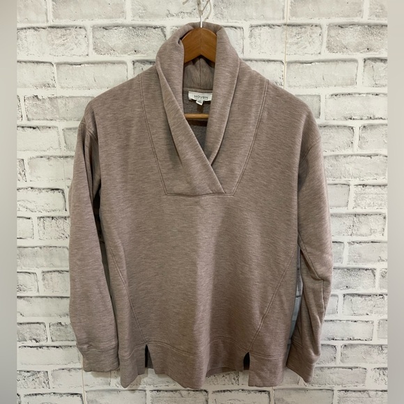 Women’s Haven Well Within tan pullover fleece shawl collar top soft oversized XS - Picture 2 of 5